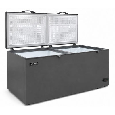 CONGELADOR ICEHAUS CTC-24-G | Congelador Horizontal Gris | 2 Tapas de Cofre | 23 Pies Cúbicos | Pescadería Heladería Carnicería | Congelador Horizontal de Cofre Exhibidor Comercial para Helados Paletas Nieves Acero Inoxidable Supermercado Heladería Paletería Cremería Tienda de Conveniencia