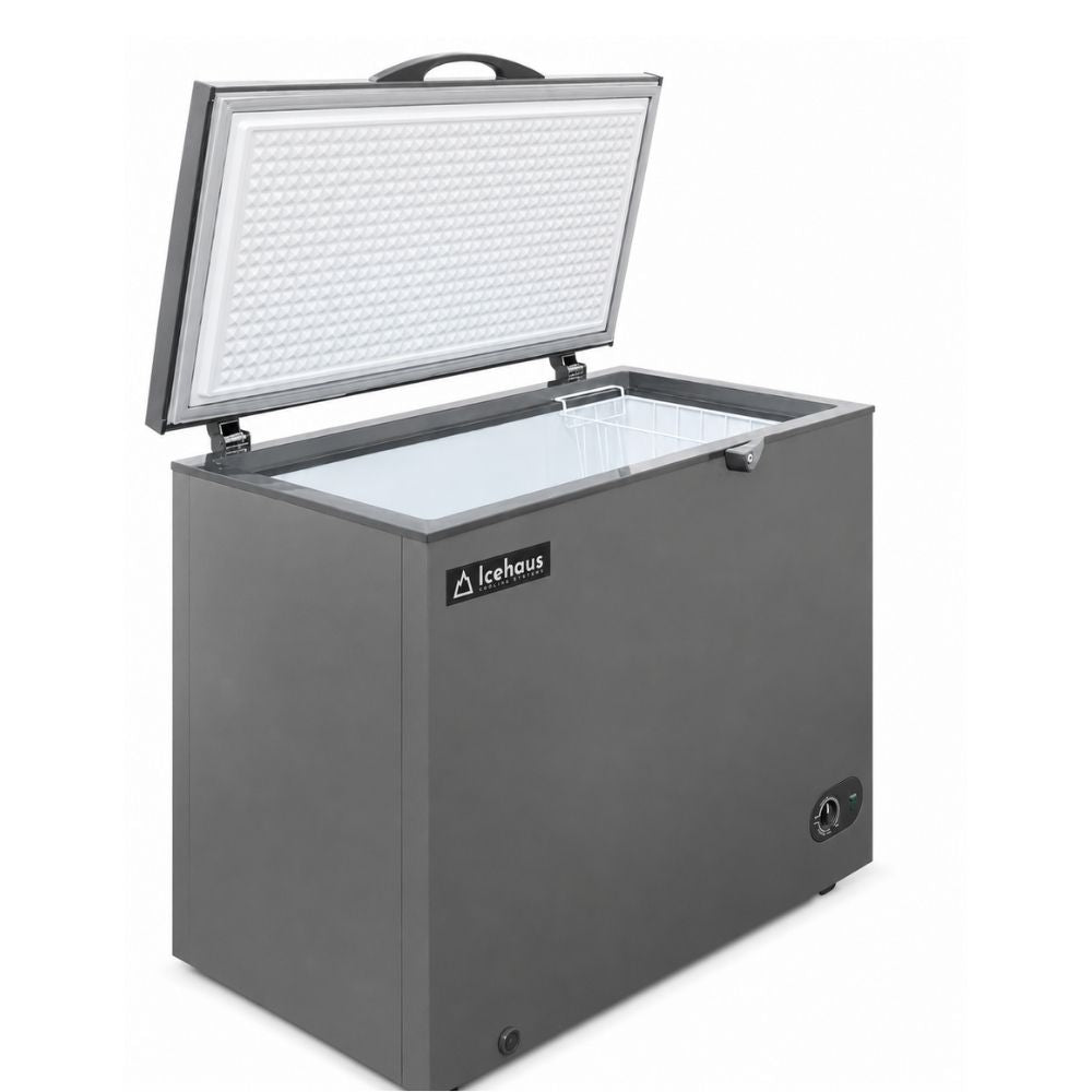 CONGELADOR ICEHAUS CTC-07-G | Congelador Horizontal Gris | 1 Tapa de Cofre | 7 Pies Cúbicos | Pescadería Heladería Carnicería | Congelador Horizontal de Cofre Exhibidor Comercial para Helados Paletas Nieves Acero Inoxidable Supermercado Heladería Paletería Cremería Tienda de Conveniencia