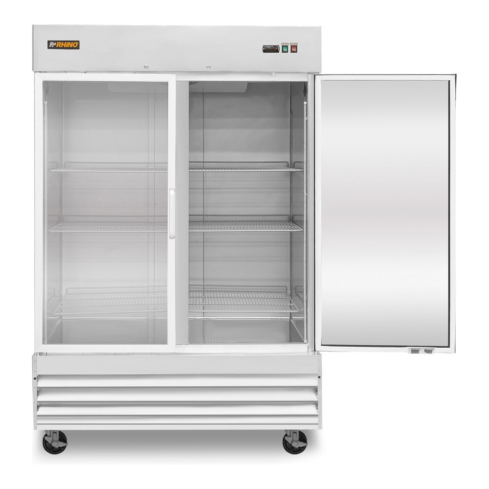 CONGELADOR RHINO CONVECRI-47 | Congelador Vertical | 2 Puertas Cristal | Capacidad 41 Pies Cúbicos | Acero Inoxidable | Restaurante Supermercado Carnicería