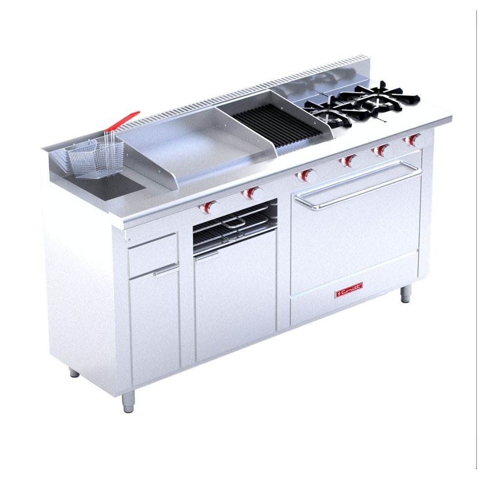 CORIAT  MÚLTIPLE PETIT | Estufa |  Restaurante Cafeteria Loncheria Fonda Cenaduria Pasteleria  | 2 Quemadores |  Asador Plancha Freidor Gratinador Horno  |  Gas |  Estufa Lineal Petit Asador Parrilla Plancha Freidor  Horno Gratinador Salamandra Multiple Gabinete Restaurante Comida Charola Residuos Quemador Canastilla Niquelada Uso Rudo Comedor Industrial