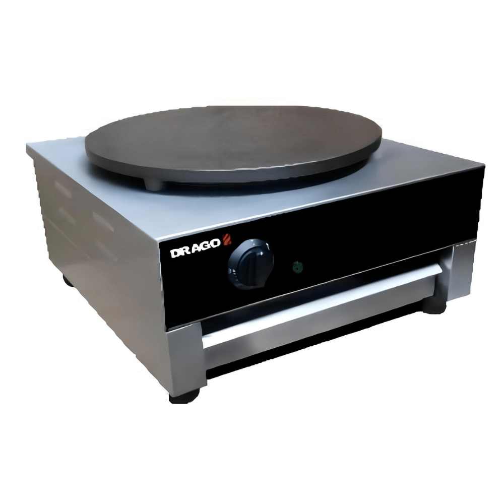 DRAGO DE-1 | Crepera Crepas Dulces Saladas | Sencilla | Teflón | Eléctrica | Acero Inoxidable | Restaurantes Comedores Puesto de comida Sirlon Fonda Hotel Banqueteros Paleterías