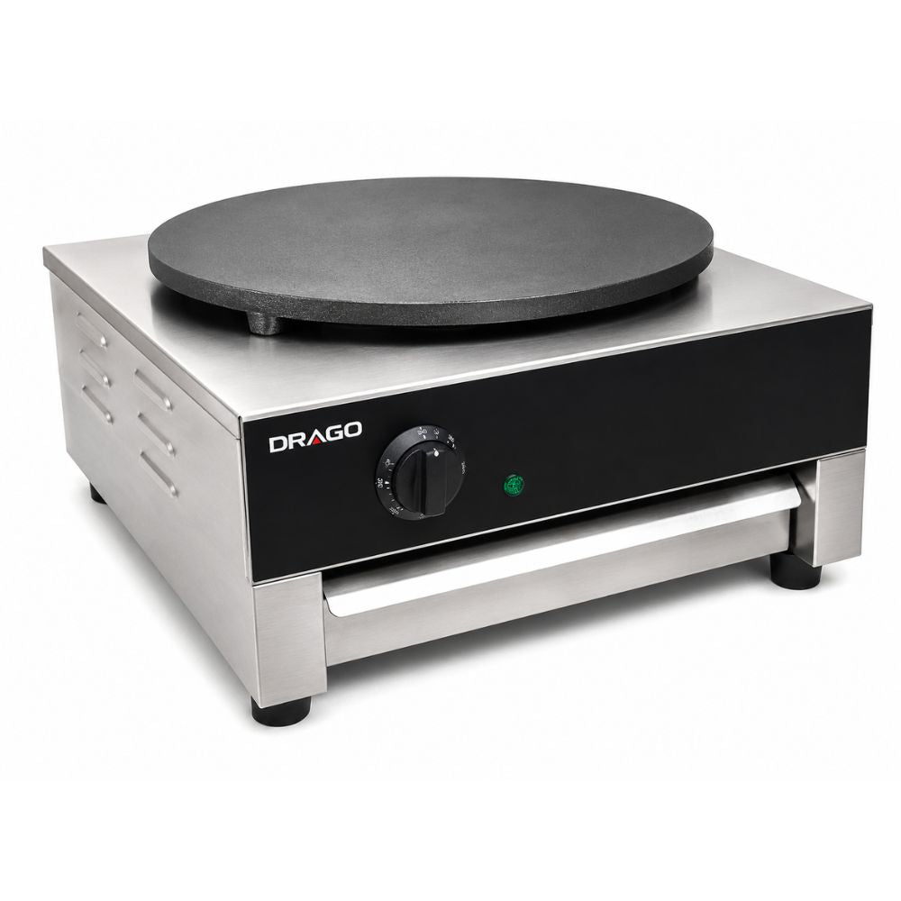 CREPERA DRAGO DE-1 | Crepera Sencilla Teflón | Eléctrica | Acero Inoxidable | Crepas Dulces Saladas | Crepera Plancha para Crepas Creps Crepe a Gas Eléctrica Comercial Acero Inoxidable Crepería Restaurante Cafetería Negocio Locales Eventos