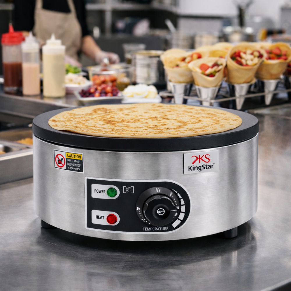 CREPERA KINGSTAR CRESPELA | Máquina Crepera | Eléctrica | 1 Plato | Restaurante Cafetería Hotel | Crepera Plancha para Crepas Creps Crepe a Gas Eléctrica Comercial Acero Inoxidable Crepería Restaurante Cafetería Negocio Locales Eventos