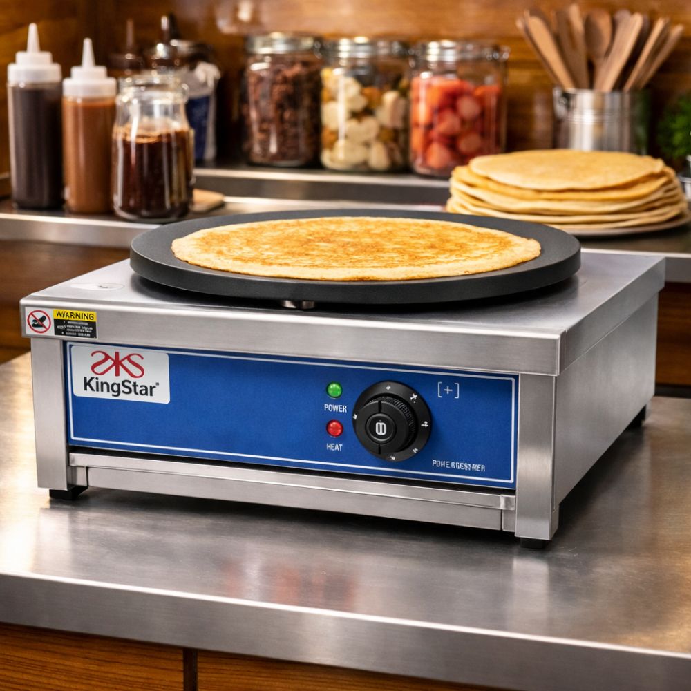 CREPERA KINGSTAR SUZETTE E | Máquina Crepera | Eléctrica | 1 Plato | Restaurante Cafetería Negocio | Crepera Plancha para Crepas Creps Crepe a Gas Eléctrica Comercial Acero Inoxidable Crepería Restaurante Cafetería Negocio Locales Eventos