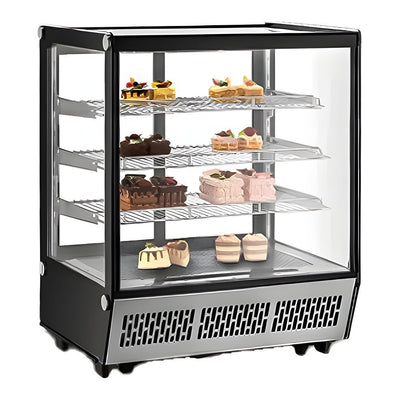 Vitrina refrigerada Migsa CW-295 de cristal recto con 4 niveles de exhibición, frente de 152 cm, 363 litros, color acero y negro.