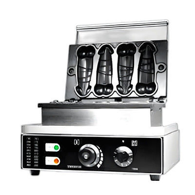 WAFFLERA CON FORMA DE PENE 4 PIEZAS MIGSA WDR-4 | Gofrera Novedosa | Eléctrico | Acero Inoxidable | Máquina de Waffles Wafflera Comercial Gofres Snacks Novedosos Postres Cafetería Crepería Eventos Negocio Despedidas