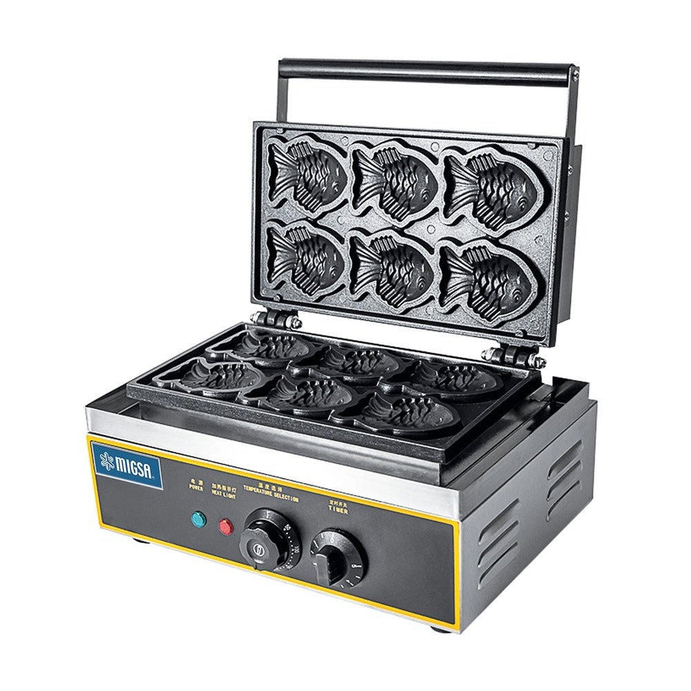 Wafflera en Forma de Mini Taiyaki 6 Piezas MIGSA WKM-6 | Eléctrica Acero Inoxidable | Cafetería Panadería