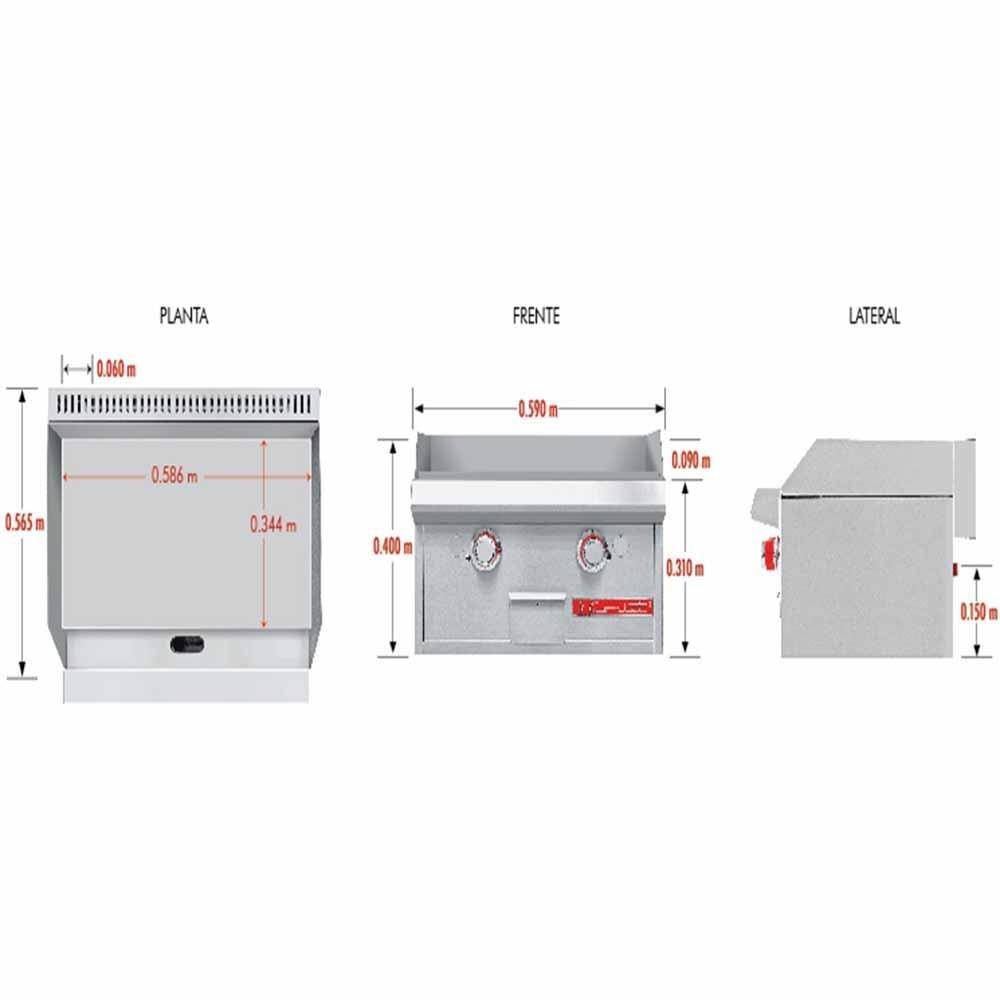 Coriat CH-2 PETIT Plancha Frente 59 cm Gas 2 Controles - Planchas - Coriat - KitchenMax Store