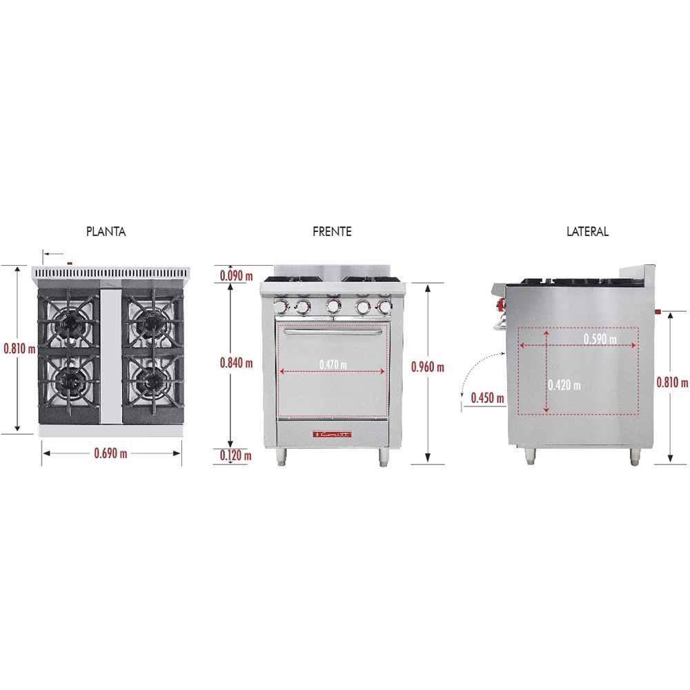 Coriat EC-4-HM MASTER Estufa 4 Quemadores Horno - Estufas - Coriat - KitchenMax Store