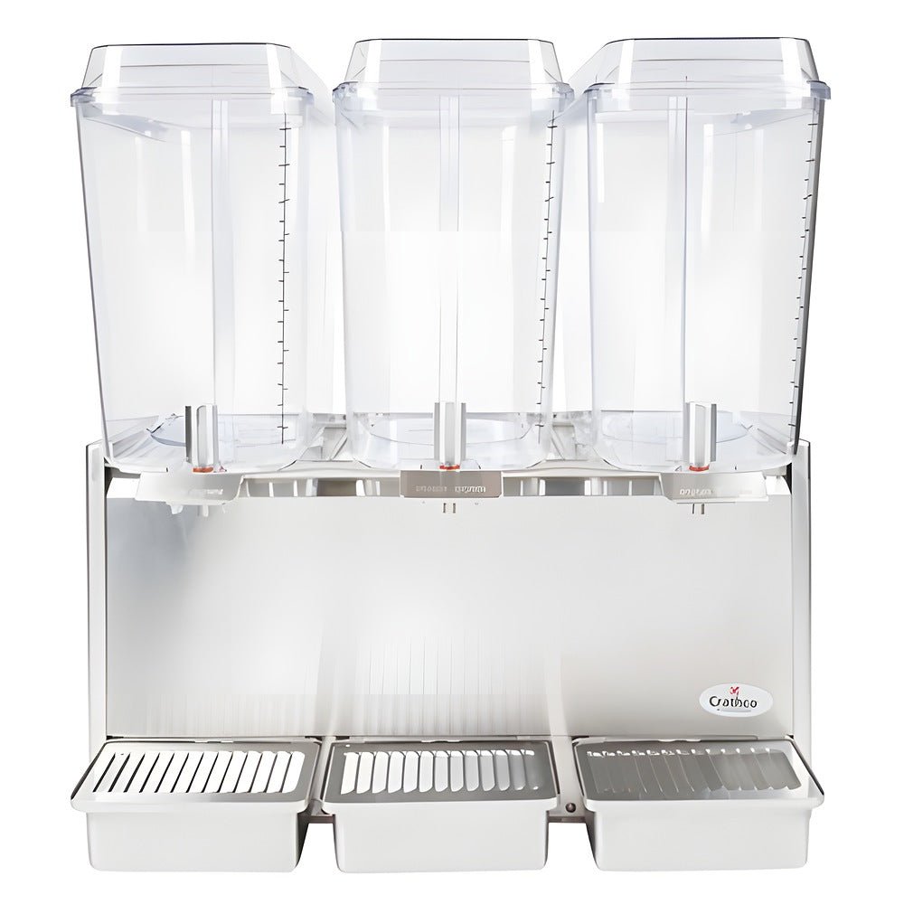 Dispensador de Bebidas Crathco D35-4, charola evita escurrimientos, en acero inoxidable.