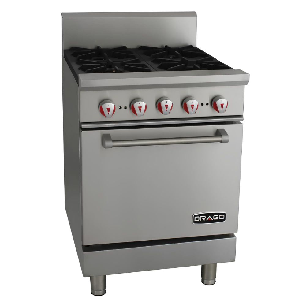 DRAGO  CG-41 | Estufa |  Restaurante Hotel Comedor Industrial  | 4 Quemadores | Horno |  Gas | Acero Inoxidable | Restaurante Comedor Industrial Hotelería Hospital Cafetería Estufa Multifuncional  Uso Rudo Alta Cocina Bar Selecto Negocios de Comida Comisariato Fonda