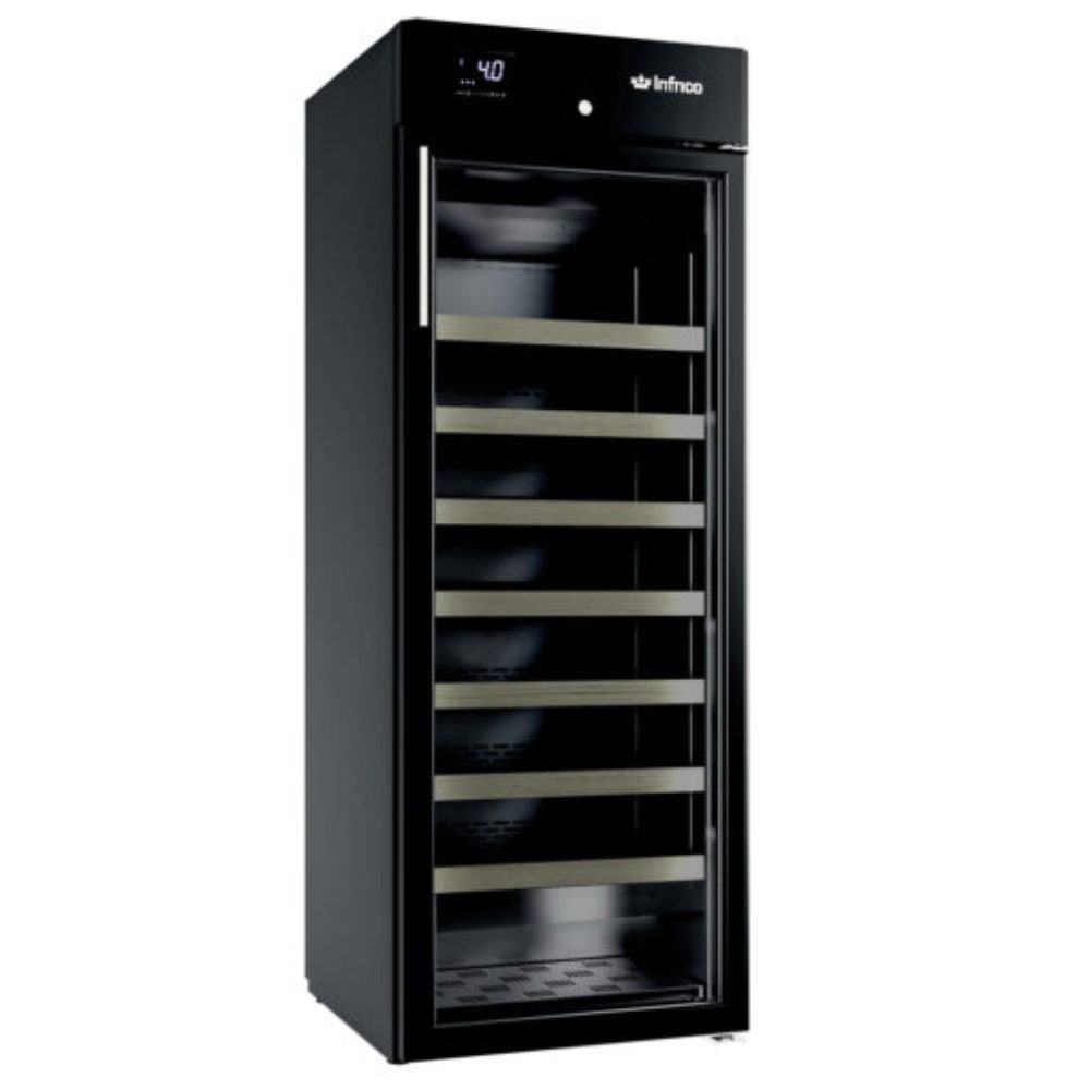 ENFRIADOR INFRICO EVV70 | Enfriador de Vinos | 9.6 Pies Cúbicos | Madera Pino Macizo | Acero | 70 Botellas | 1 Puerta Doble Cristal | Control Digital Temperatura | Iluminación LED | Super Mercado Restaurante Negocio | Bar Restaurante Hotel Refrigerar Congelar Cocina Comedor Cocina Industrial Conservar 