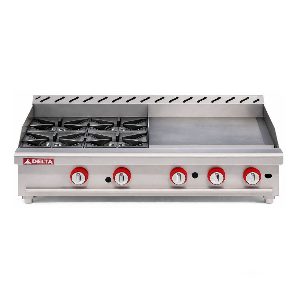 EQUIPO MIXTO DELTA 2-4-1-G | Equipo Mixto | Frente 91.5 cm | Parrilla y Plancha | Gas | Taqueria Hamburguesería Comedor Industrial