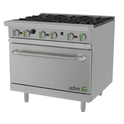 ESTUFA ASBER AER 6 36 C EM | Gas | 6 Quemadores | Acero Inoxidable | Restaurante Cafetería Cocina Industrial | Quemadores Horno Cocción Preparación de Alimentos Industrial