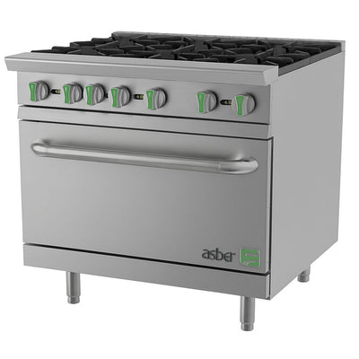 ESTUFA ASBER AER 6 36 EM | 6 Quemadores | Horno Estático | Acero Inoxidable | Restaurante Bistró Comedores Industriales