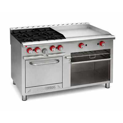 ESTUFA DELTA H4-C-GA  | Estufa | 4 Quemadores (24”) | Plancha + Gratinador (53") | Restaurantes Cocinas industriales Hoteles