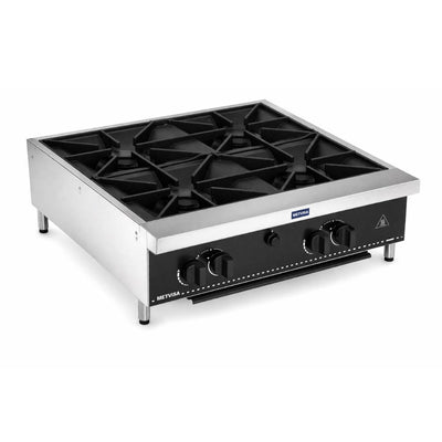 ESTUFA METVISA FGIM-4BE | Estufa Industrial Sobre Mesa | 4 Quemadores Heavy Duty | Acero Inoxidable | Cocina Industrial Restaurante Cocinas Fondas Restaurantes Cenadurias Comedores Industriales Preparación de Alimentos Cocción 