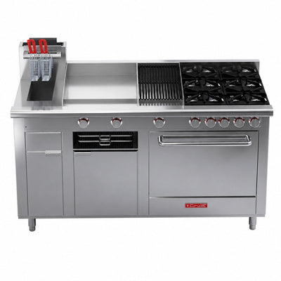 ESTUFA CORIAT MÚLTIPLE MASTER TURBO DE PISO | Estufa | 4 Quemadores | Asador | Freidora | Plancha | Horno | Gas | Hotel Restaurante Comedor | Estufa Maestra Multifuncional Parrilla Plancha Horno Freidor Gratinador a Gas Acero Inoxidable Restaurante Cocina Industrial Fonda Cenaduría Comedor Industrial.