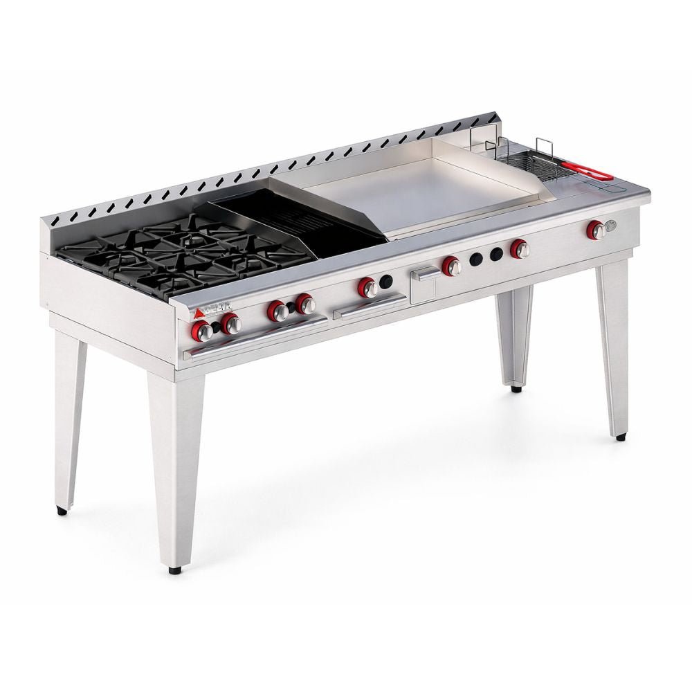 ESTUFA DELTA EM-M | Estufa | 4 Quemadores | Asador + Plancha + Freidor + Gratinador (72") | Restaurantes Cocinas industriales Alimentos Chef Food and Beverage Negocios Comida Preparación Restaurante Hotelería A y B