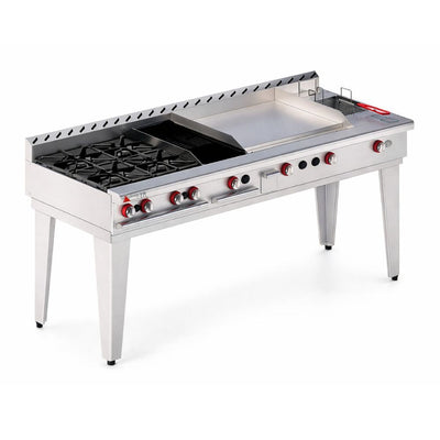 ESTUFA DELTA EM-M | Estufa | 4 Quemadores | Asador + Plancha + Freidor + Gratinador (72") | Restaurantes Cocinas industriales Alimentos Chef Food and Beverage Negocios Comida Preparación Restaurante Hotelería A y B