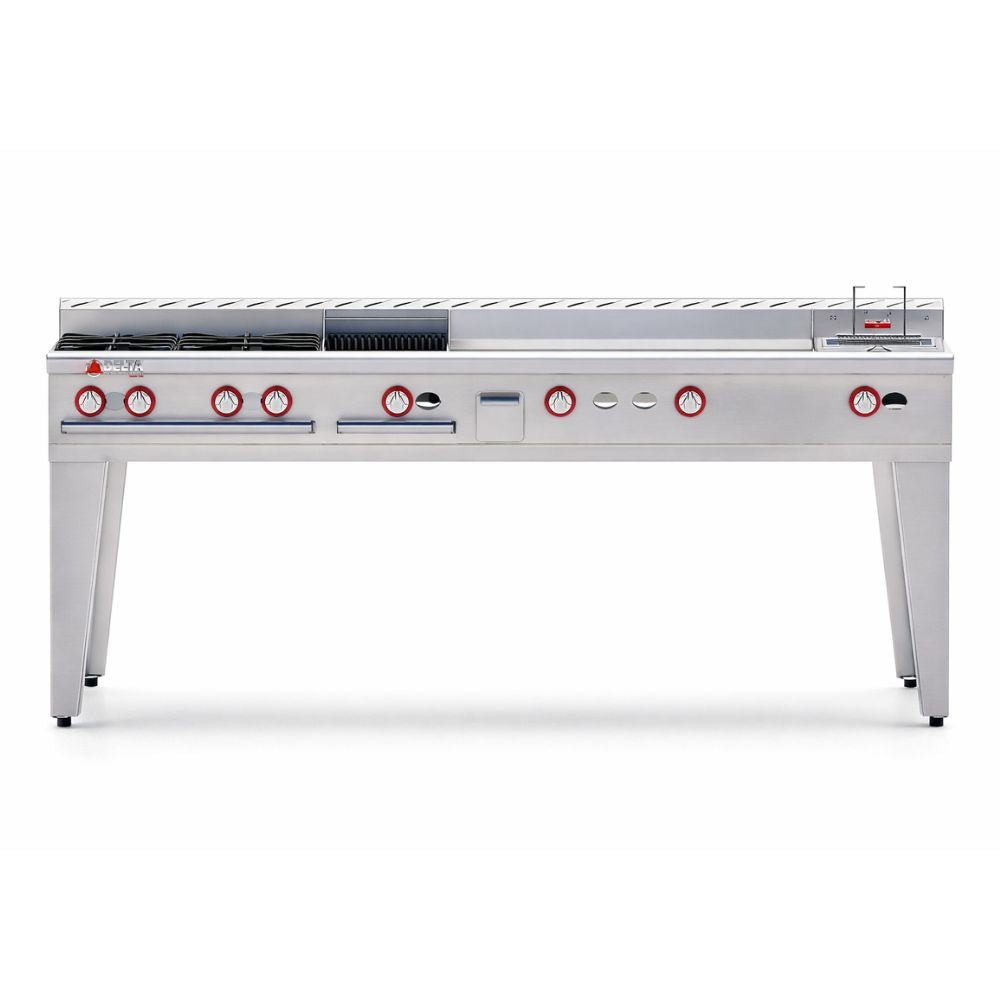 ESTUFA DELTA EM-M | Estufa | 4 Quemadores | Asador + Plancha + Freidor + Gratinador (72") | Restaurantes Cocinas industriales Alimentos Chef Food and Beverage Negocios Comida Preparación Restaurante Hotelería A y B