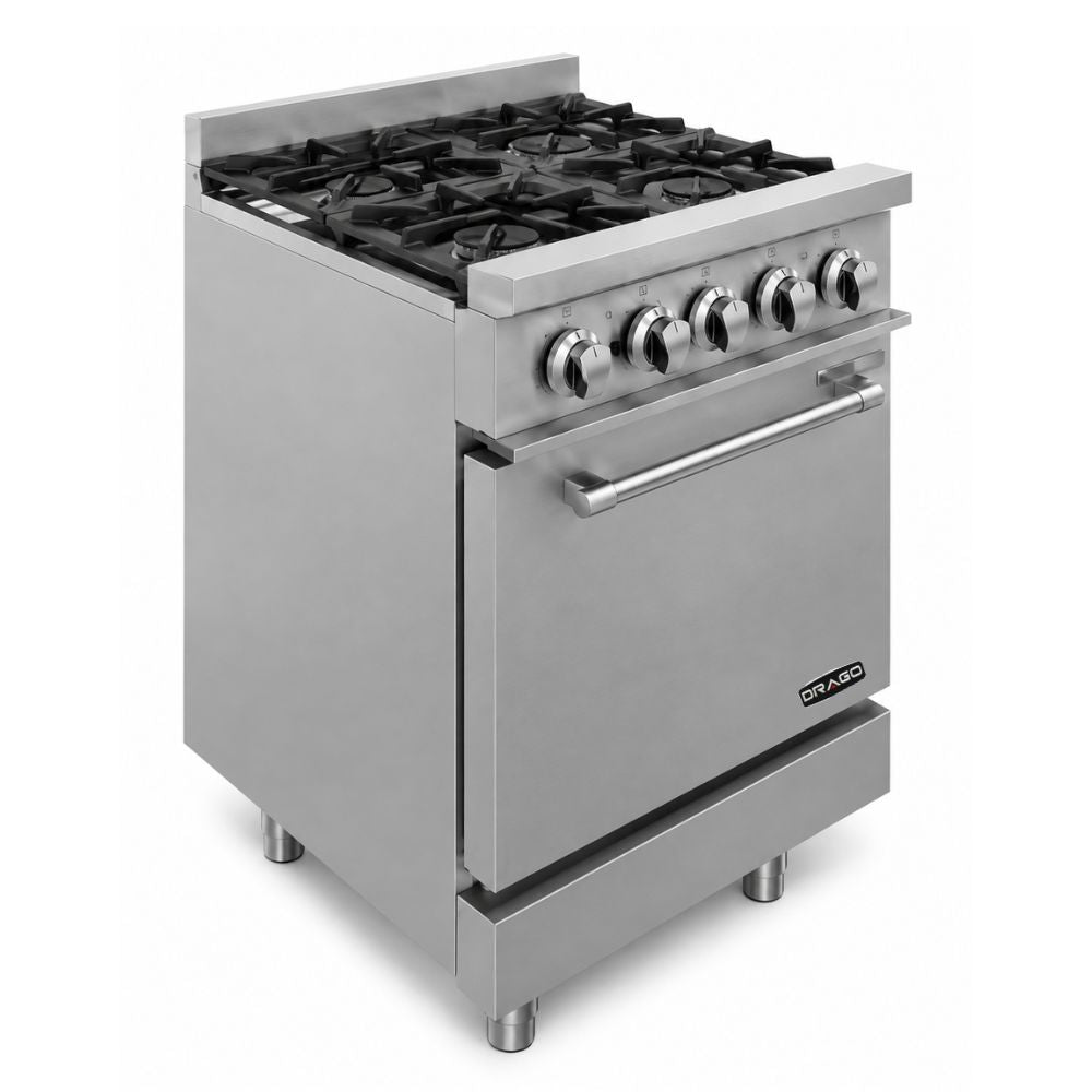 DRAGO CG-41 | Estufa | 4 Quemadores | Horno | Gas | Acero Inoxidable | Restaurante Hotel Comedor Industrial | Estufa Maestra Multifuncional Parrilla Plancha Horno Freidor Gratinador a Gas Acero Inoxidable Restaurante Cocina Industrial Fonda Cenaduría Comedor Industrial