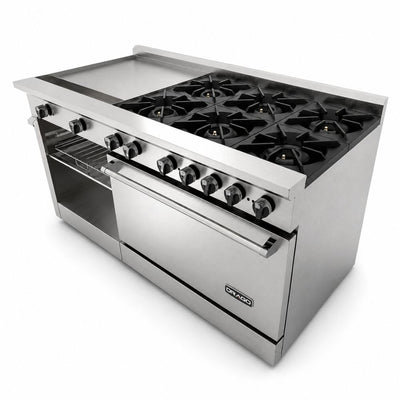 DRAGO CG-61PD | Estufa | 6 Quemadores | Parrilla Gratinador Horno Plancha | Gas | Acero inoxidable | Hotel Restaurante Marisqueria | Estufa Maestra Multifuncional Parrilla Plancha Horno Freidor Gratinador a Gas Acero Inoxidable Restaurante Cocina Industrial Fonda Cenaduría Comedor Industrial