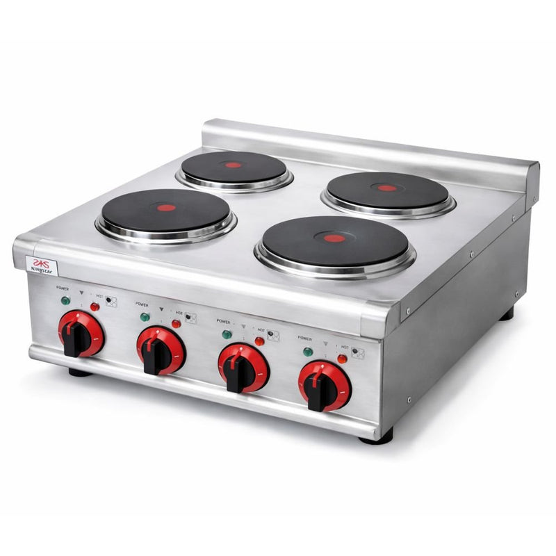 ESTUFA KINGSTAR ESK4E | Estufa / Parrilla de Sobremesa | Eléctrica | Parrilla con 4 Quemadores | Restaurante Negocio Cocina | Parrilla Industrial Estufa de Quemadores Abiertos Hornillas Cocción a Gas Acero Inoxidable Restaurante Cocina Industrial Taquería Fonda Cenaduría Comedor Industrial