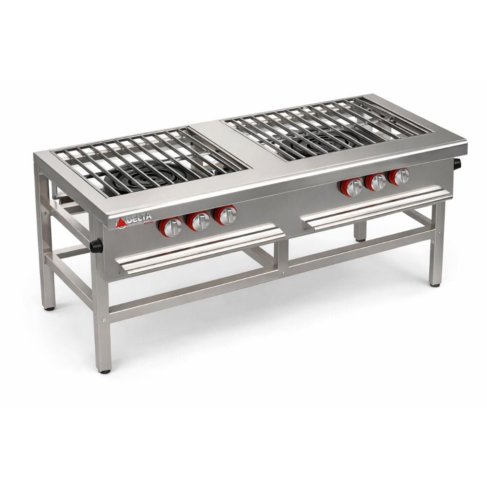ESTUFÓN DELTA IE-2 | Estufón Doble | Frente 1.20 cm | 2 Quemadores Triples | Restaurantes Cocina Industrial Tipo Fogon Uso Industrial Cocina Cafeteria Restaurante Bistro