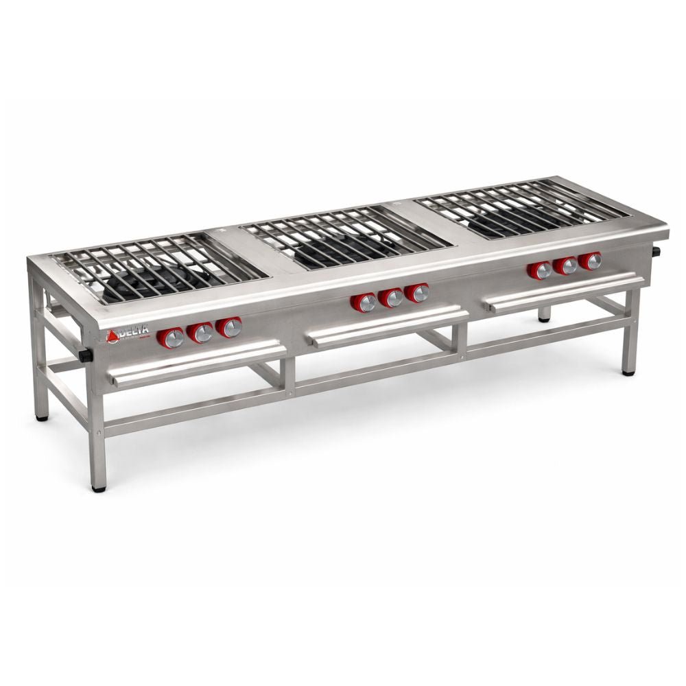 ESTUFÓN DELTA IE-3 | Estufón Triple | Frente 1.80 cm | 3 Quemadores Triples | Restaurantes Cocina Industrial Restaurante Cocina Industrial Comedor Tipo Fogon Preparación Alimentos Grandes Cantidades