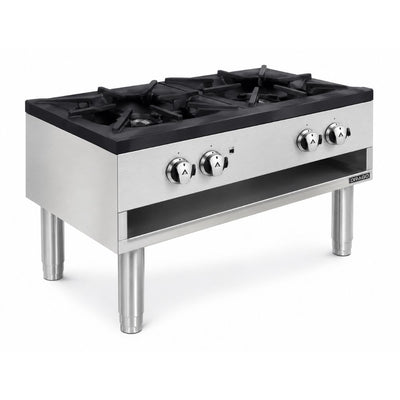 ESTUFÓN EUROQUIP GPFO-02-HSH | Estufón Horizontal | 4 Quemadores | Gas Propano | Acero Inoxidable | Cocina Industrial Restaurante Hotel | Estufón Fogón Industrial Quemador de Alta Presión Hornilla para Cazo Olla Comal a Gas Acero Inoxidable Restaurante Cocina Industrial Fonda Cenaduría Taquería