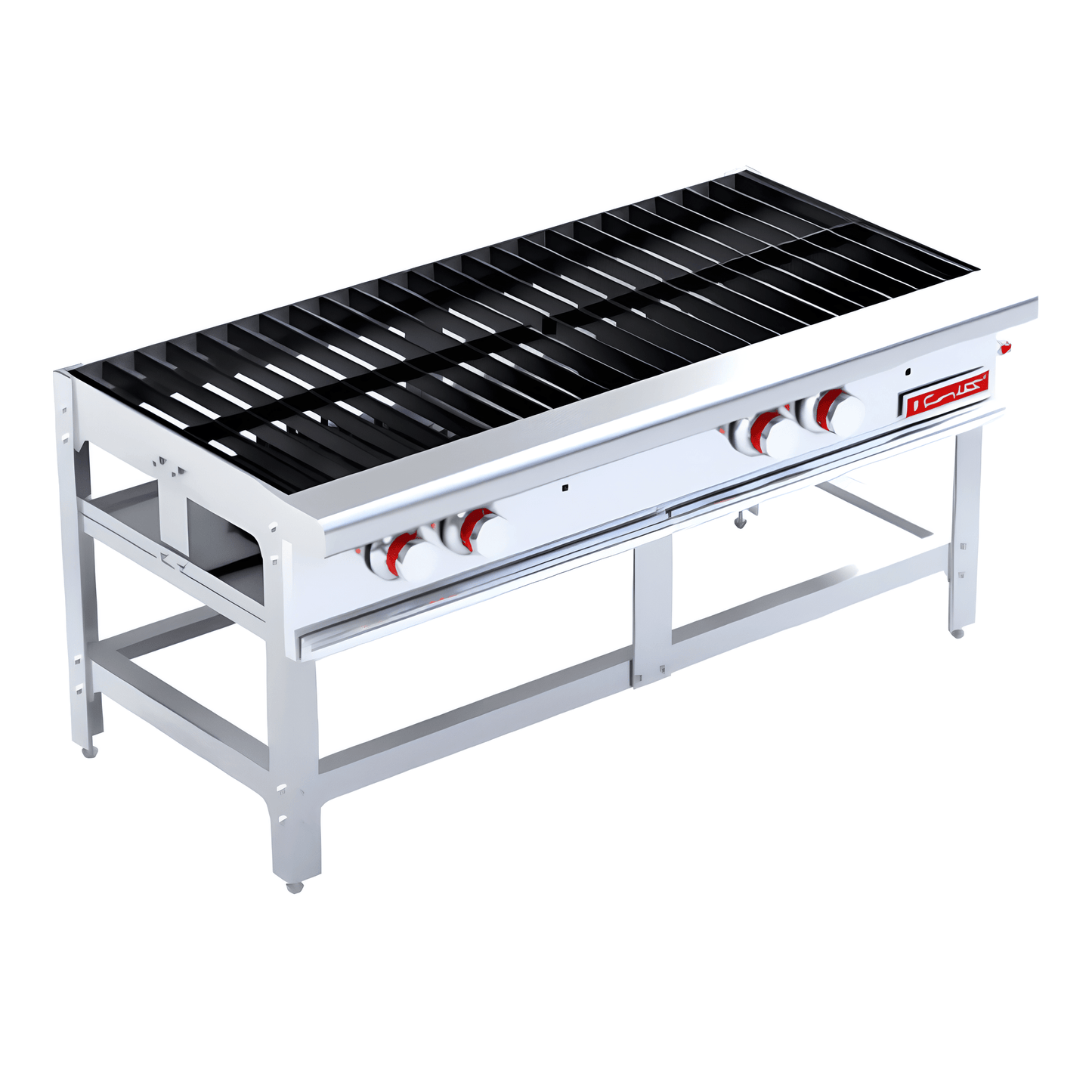 ESTUFÓN CORIAT SP-2T | Gas | 4 Parrillas Superiores | 3 Quemadores | Acero Inoxidable | Restaurante Cocina industrial Bistró | Estufón Fogón Industrial Quemador de Alta Presión Hornilla para Cazo Olla Comal a Gas Acero Inoxidable Restaurante Cocina Industrial Fonda Cenaduría Taquería