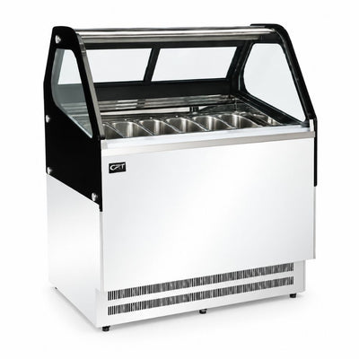Exhibidor Crt 200-012-018 FGGS1200LM, exhibidor para gelato, en acero inoxidable.