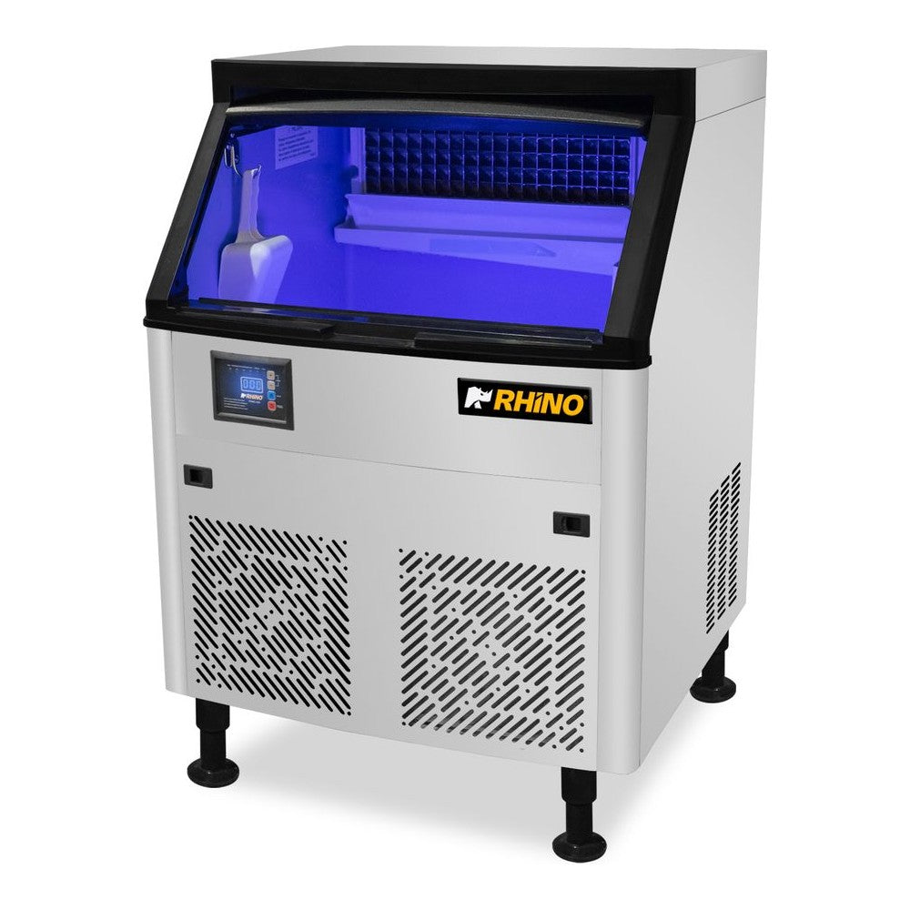 FÁBRICA DE HIELO RHINO FAHIEL-100 | Fábrica de Hielo en Cubo | Producción 100 kg por Día | Capacidad de Almacenamiento 36 kg | Acero Inoxidable 304 | Restaurante Bar Hotel