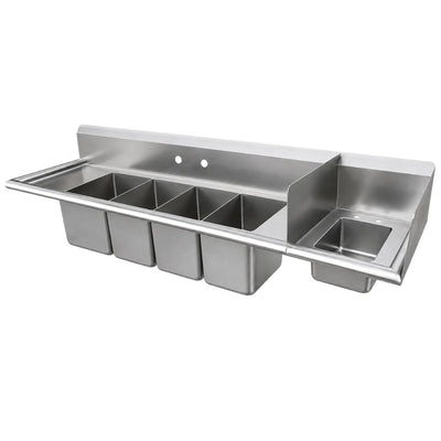 FREGADERO DRAGO F4T-151514-12L | Fregadero 4 Tarjas | 2 industriales Hoteles | Fregadero Tarja Industrial Lavatrastes Lavaloza Escurridor de Acero Inoxidable Restaurante Cocina Industrial Bar Hotel Comedor Industrial Negocio