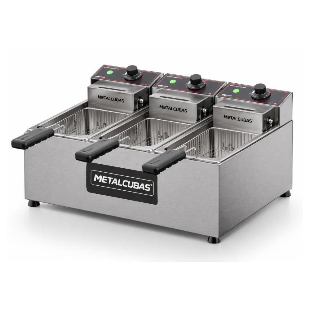 FREIDORA METALCUBAS FE3C | Freidora Eléctrica | Acero Inoxidable | Restaurantes Taquerías Cafeterías | Freidora de Papas Industrial Comercial Gas Eléctrica Papas a la Francesa Pollo Frito Alitas Salchipulpos Acero Inoxidable Restaurante Cocina Económica Fonda Negocio