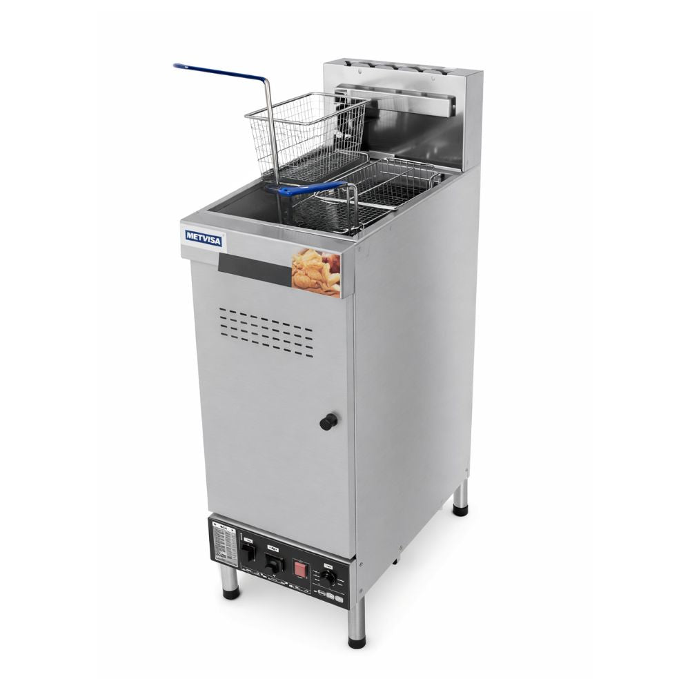 FREIDORA METVISA FIG-30 | Freidora Industrial a Gas | 30 Litros | Control Digital de Temperatura | Cocina Industrial Restaurante Restaurante Cocina Económica Freír Alimentos Freidoras Alitas Papas A la Francesa Salchipulpos Pollo Snacks