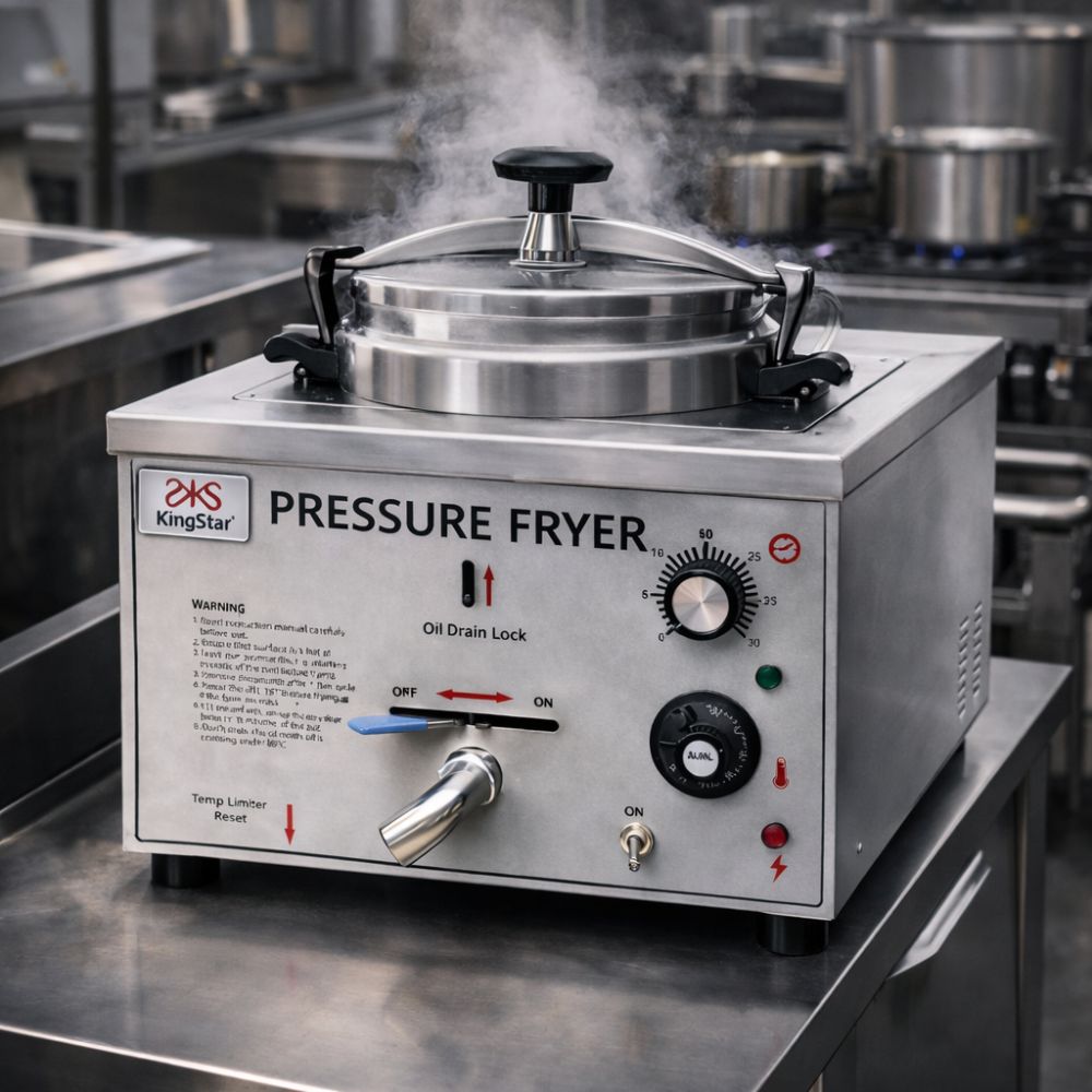 FREIDORA KINGSTAR FPK1E | Freidora a Presión | Eléctrica | Restaurante Comida Rápida | Freidora de Papas Industrial Comercial Gas Eléctrica Papas a la Francesa Pollo Frito Alitas Salchipulpos Acero Inoxidable Restaurante Cocina Económica Fonda Negocio