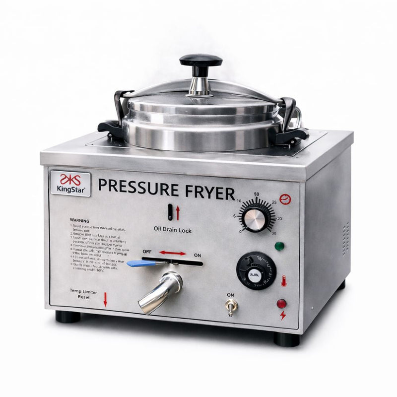 FREIDORA KINGSTAR FPK1E | Freidora a Presión | Eléctrica | Restaurante Comida Rápida | Freidora de Papas Industrial Comercial Gas Eléctrica Papas a la Francesa Pollo Frito Alitas Salchipulpos Acero Inoxidable Restaurante Cocina Económica Fonda Negocio