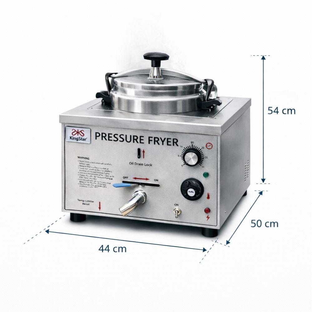 FREIDORA KINGSTAR FPK1E | Freidora a Presión | Eléctrica | Restaurante Comida Rápida | Freidora de Papas Industrial Comercial Gas Eléctrica Papas a la Francesa Pollo Frito Alitas Salchipulpos Acero Inoxidable Restaurante Cocina Económica Fonda Negocio