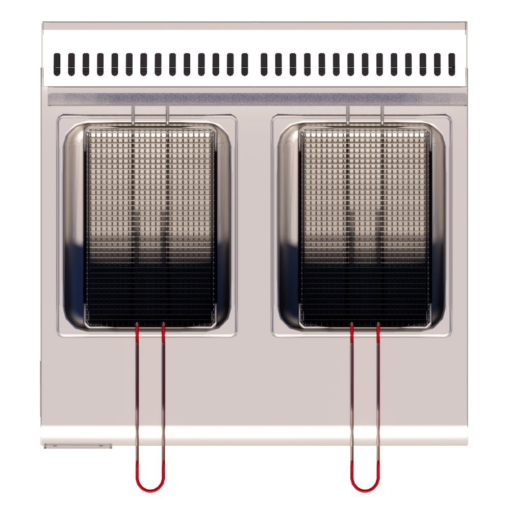 FREIDOR DELTA FM-4-D | Freidor | 8 Litros | 2 Tinas | 2 Canastillas | 2 Quemadores | Snacks Alitas Papas | Restaurantes Cafeterías Pizzerías Bares Food Trucks Heladerías Buffets Pastelerías Panaderías Ferias de Comida Cocinas de Hoteles Caterings Estadios Parques de Atracciones