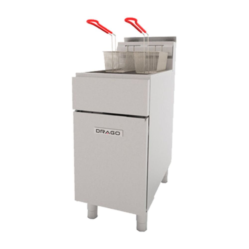 FREIDOR DRAGO FG-16 RS | Freidor 2 Canastillas | 16 L | Acero Inoxidable | Restaurante Cocina Industrial Fonda Freidora Acero Inoxidable Garnachas Restaurante Frituras Tostada Totopo 