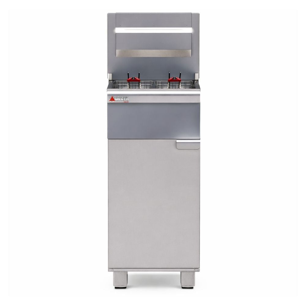 FREIDORA DELTA F-R | Freidora | 1 Tina | 2 Canastillas | 3 Quemadores | 35 Litros | Gas | Alitas Bar Restaurante | Freidora Exterior Acero Inoxidable Interior Acero Aluminizado Quemadores encapsulados Valvula de Seguridad Sistema Electronico 4 Qumedaroes de Fundicion Alitas Bar Restaurante