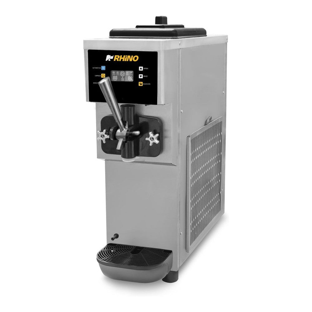 MÁQUINA DE HELADO RHINO HELA-10 | Máquina de Helado Suave para Mostrador | Producción 10 L/h | Depósito 6 L | Gabinete de Acero Inoxidable | Cafetería Heladería Eventos