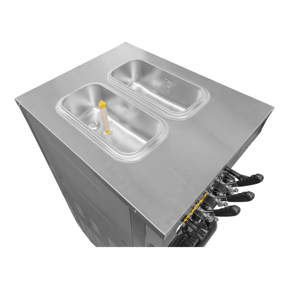 MÁQUINA DE HELADO RHINO HELA-1.5P | Máquina de Helado Suave de Piso | Producción 14 a 20 L/h | 2 Sabores y 1 Combinado | Acero Inoxidable | Heladería Restaurante Cafetería