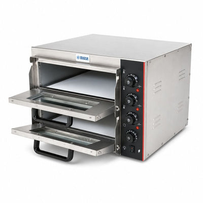 HORNO ELÉCTRICO PARA PIZZAS DOBLE CÁMARA MIGSA HPD-2 | Pizza | Eléctrico | Acero Inoxidable | Pizzería Panadería Pastes