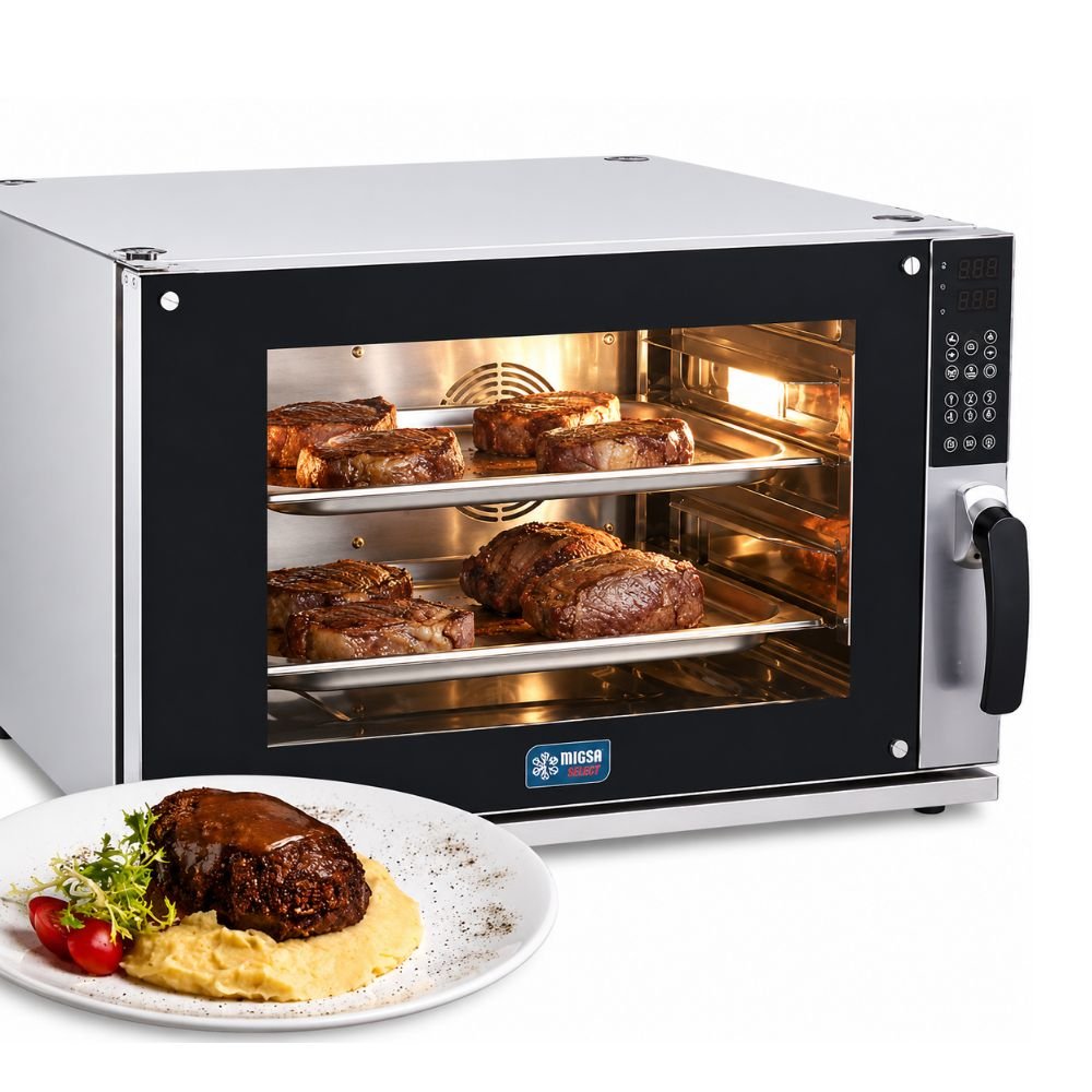 HORNO MIGSA SELECT HDM-800 | Horno Convección Digital | Rango de Temperatura de 50°C a 260°C | Acero Inoxidable | Restaurante Panadería Cocina Industrial | Horno de Convección Eléctrico Gas para Panadería Pastelería Pan Pasteles Galletas Acero Inoxidable Restaurante Cocina Industrial Pizzería Negocio