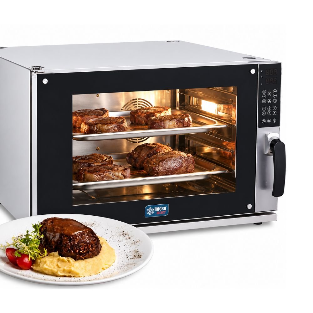 HORNO MIGSA SELECT HDM-860 | Horno Convección Digital | Rango de Temperatura de 50°C a 260°C | Acero Inoxidable | Restaurante Panadería Cocina Industrial | Horno de Convección Eléctrico Gas para Panadería Pastelería Pan Pasteles Galletas Acero Inoxidable Restaurante Cocina Industrial Pizzería Negocio