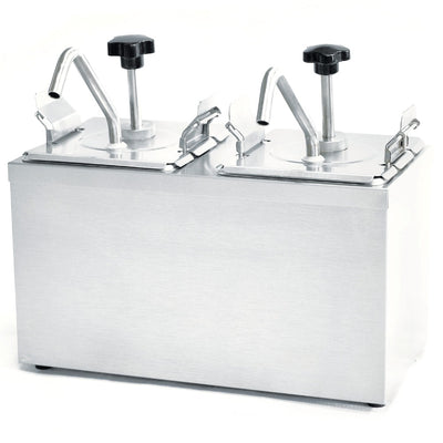 Dispensador de Condimentos Migsa JZF-2, comedores restaurantes bares, en acero inoxidable.