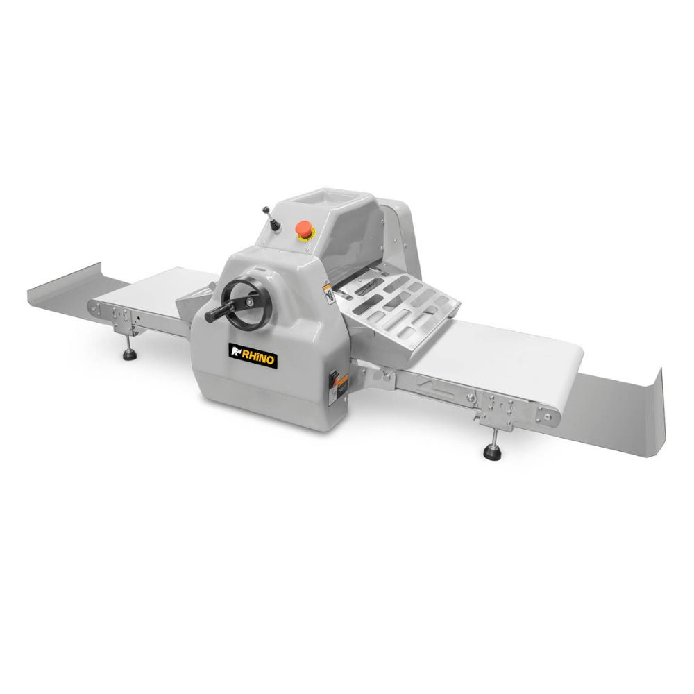 LAMINADORA RHINO LAMBA-169M | Laminadora de Piso con Bandas Reversibles | Ancho de Banda: 37 cm | Pizzería Panadería Restaurante | Laminadora de Masa para Pizza Pasta Hojaldre Estiradora Extendedora Comercial Industrial Acero Inoxidable Pizzería Panadería Pastelería Restaurante Negocio